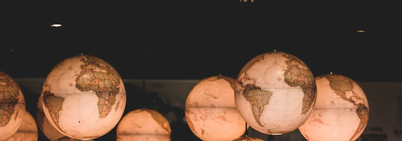 Globes and backpack