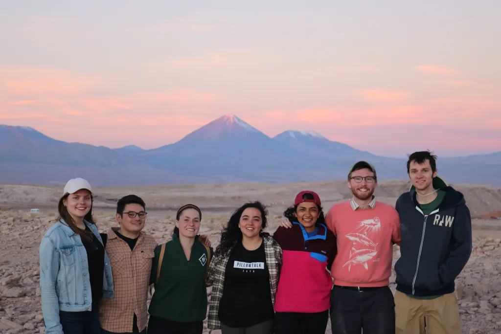 Students near Mountains 
